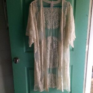 Chic Cream Lace Beach Coverup